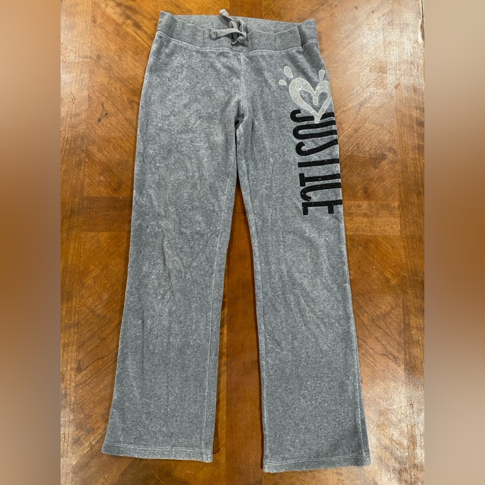 Justice Charcoal Gray Soft Plush Lounge Flare Pants Girls 10